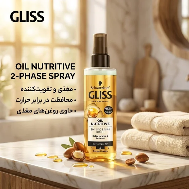 اسپری دو فاز مو گلیس مدل NUTRITIVE 02 حجم 200 میلی لیتر 102702292